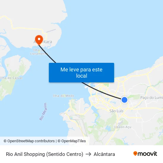 Shopping Rio Anil (Sentido Centro) to Alcântara map