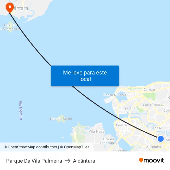Parque Da Vila Palmeira to Alcântara map