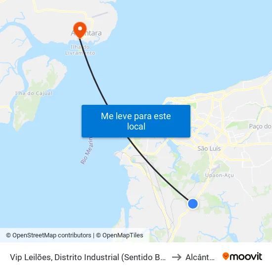 Br-135, Vila Sarney (Sentido Bairro) to Alcântara map
