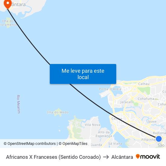 Africanos X Franceses (Sentido Coroado) to Alcântara map