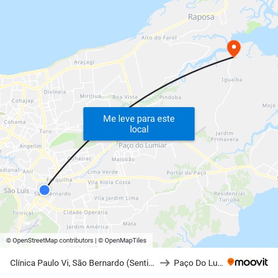 Clínica Paulo Vi, São Bernardo (Sentido Centro) to Paço Do Lumiar map