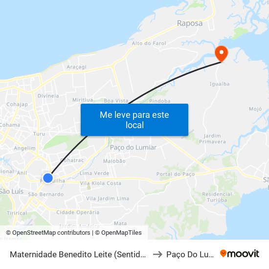 Maternidade Benedito Leite (Sentido Cohab) to Paço Do Lumiar map