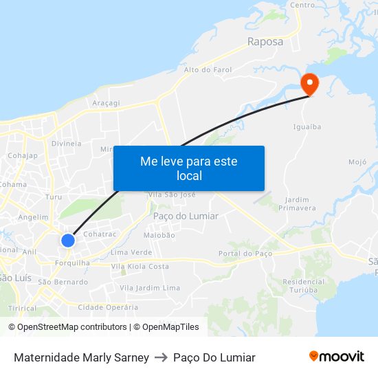 Maternidade Marly Sarney to Paço Do Lumiar map