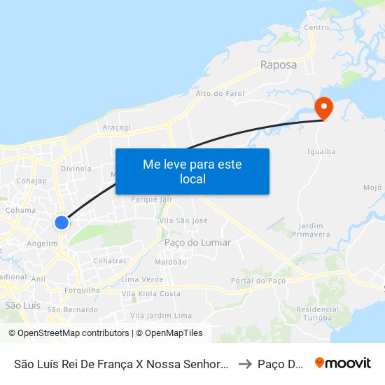 São Luís Rei De França X Nossa Senhora Da Vitória (Sentido Centro) to Paço Do Lumiar map