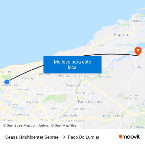 Ceasa | Multicenter Sebrae to Paço Do Lumiar map