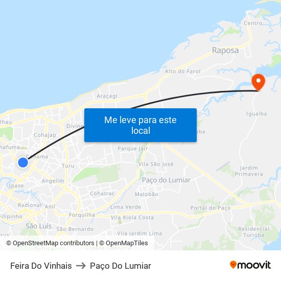 Feira Do Vinhais to Paço Do Lumiar map