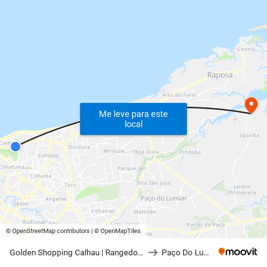 Golden Shopping Calhau | Rangedor Mall to Paço Do Lumiar map