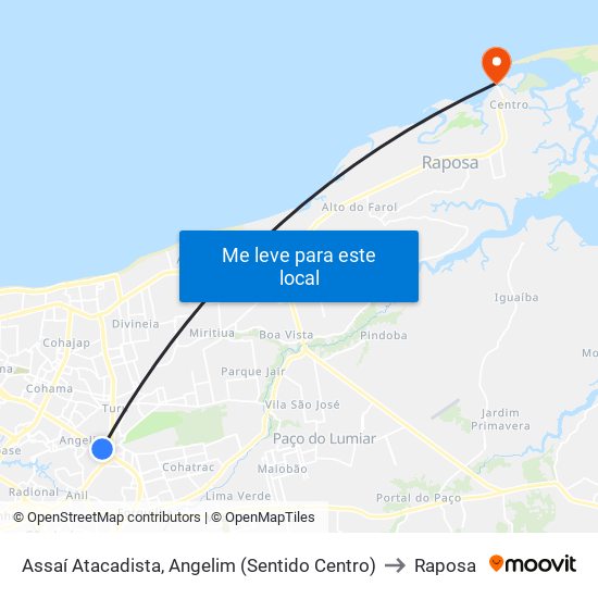 Assaí Atacadista, Angelim (Sentido Centro) to Raposa map
