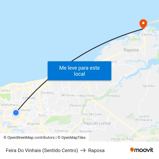 Feira Do Vinhais (Sentido Centro) to Raposa map