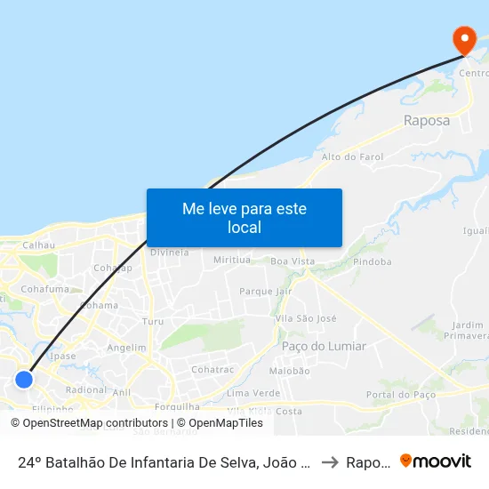 24º Batalhão De Infantaria De Selva, João Paulo to Raposa map