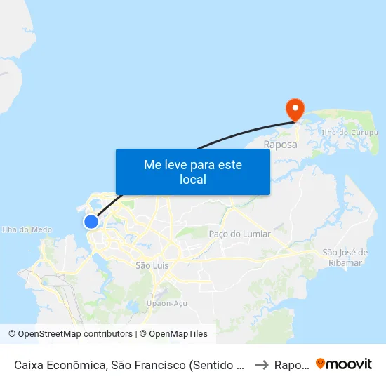 Caixa Econômica, São Francisco (Sentido Centro) to Raposa map