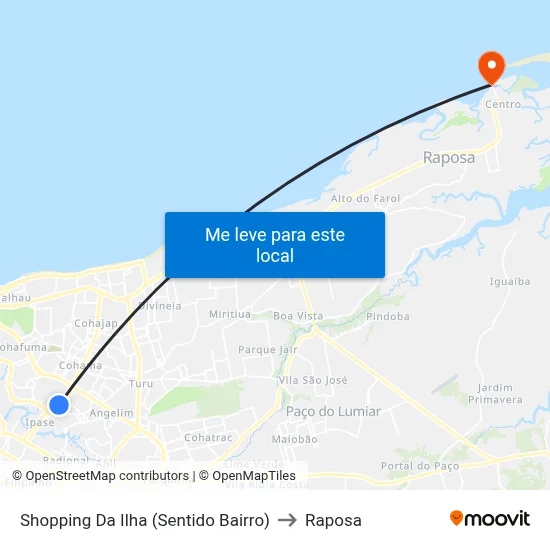 Shopping Da Ilha (Sentido Bairro) to Raposa map