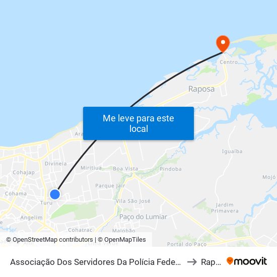 Associação Dos Servidores Da Polícia Federal Do Maranhão to Raposa map