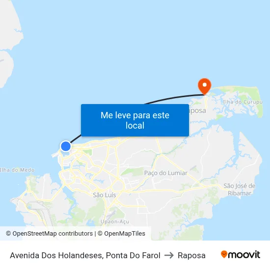 Avenida Dos Holandeses, Ponta Do Farol to Raposa map