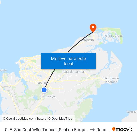 C. E. São Cristóvão, Tirirical (Sentido Forquilha) to Raposa map