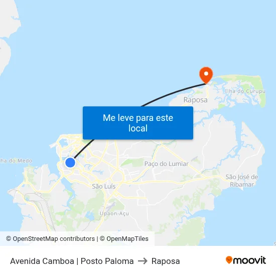 Avenida Camboa | Posto Paloma to Raposa map