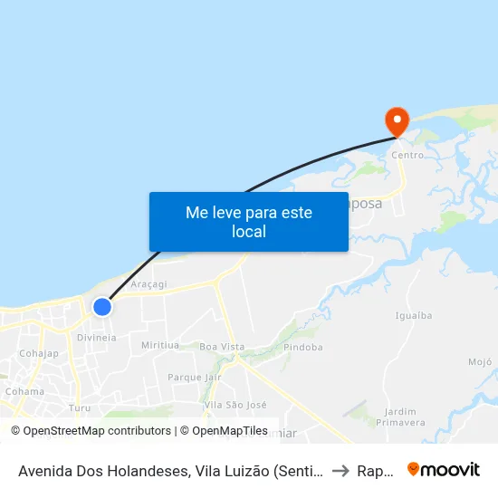 Avenida Dos Holandeses, Vila Luizão (Sentido Centro) to Raposa map