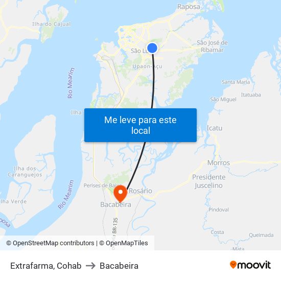 Extrafarma, Cohab to Bacabeira map