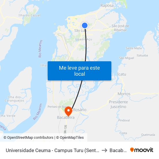 Universidade Ceuma - Campus Turu (Sentido Bairro) to Bacabeira map