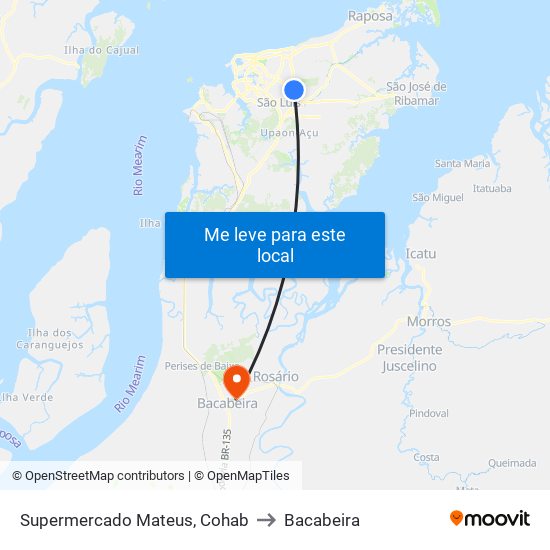 Supermercado Mateus, Cohab to Bacabeira map