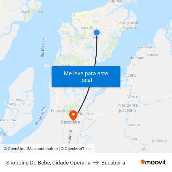 Shopping Do Bebê, Cidade Operária to Bacabeira map