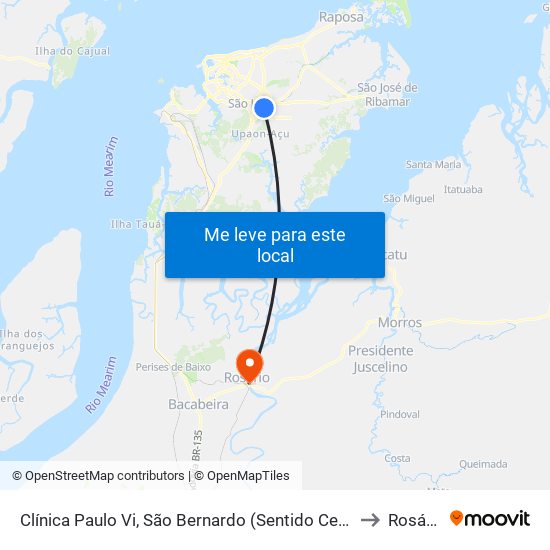 Clínica Paulo Vi, São Bernardo (Sentido Centro) to Rosário map