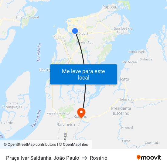 Praça Ivar Saldanha, João Paulo to Rosário map