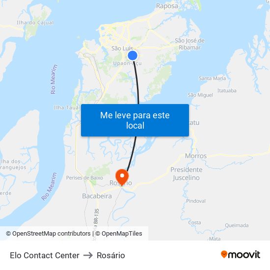 Elo Contact Center to Rosário map