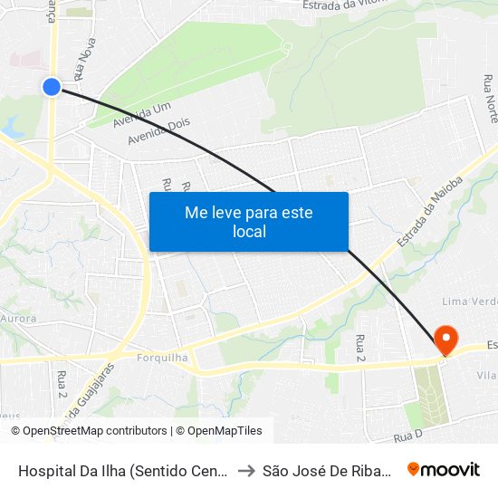 Hospital Da Ilha (Sentido Centro) to São José De Ribamar map