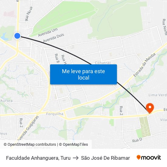 Faculdade Anhanguera, Turu to São José De Ribamar map