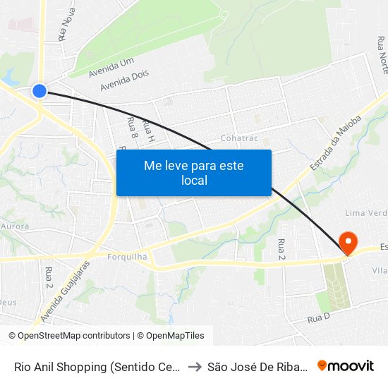 Rio Anil Shopping (Sentido Centro) to São José De Ribamar map