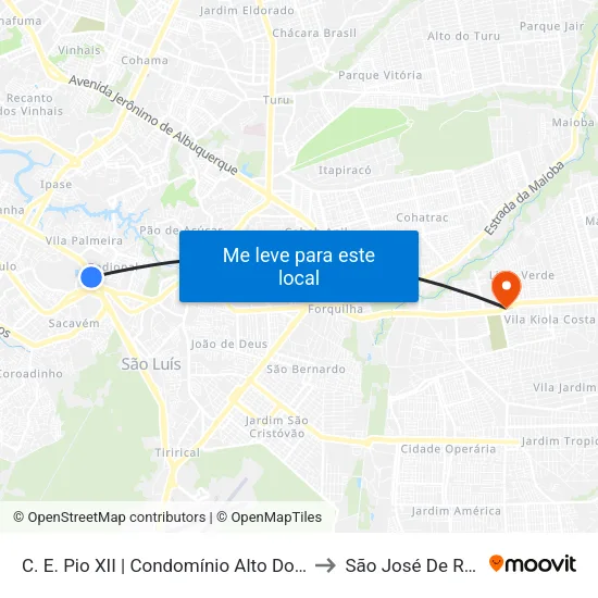 C. E. Pio XII | Condomínio Alto Dos Franceses to São José De Ribamar map