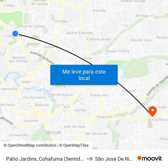 Pátio Jardins, Cohafuma (Sentido Centro) to São José De Ribamar map