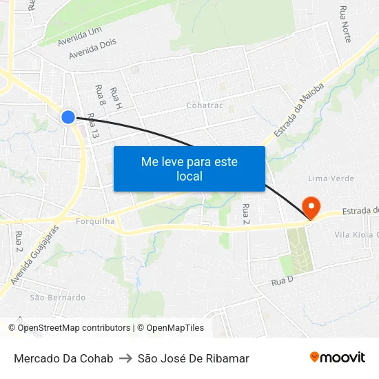 Mercado Da Cohab to São José De Ribamar map