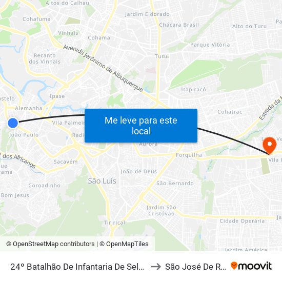 24º Batalhão De Infantaria De Selva, João Paulo to São José De Ribamar map