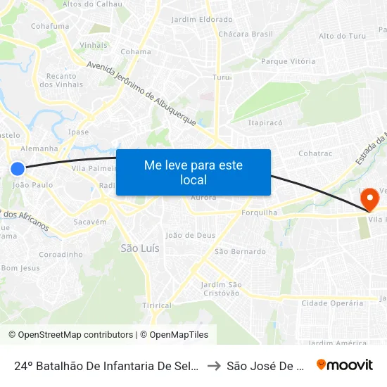 24º Batalhão De Infantaria De Selva, João Paulo to São José De Ribamar map