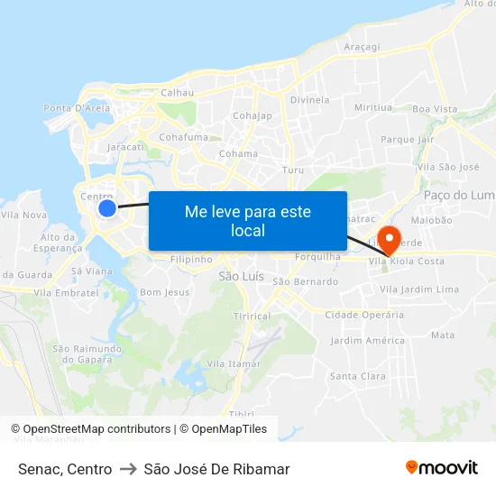 Senac, Centro to São José De Ribamar map