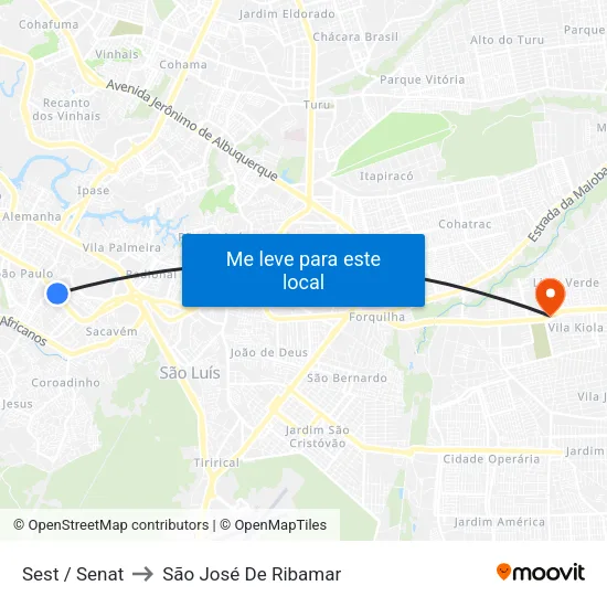 Sest / Senat to São José De Ribamar map