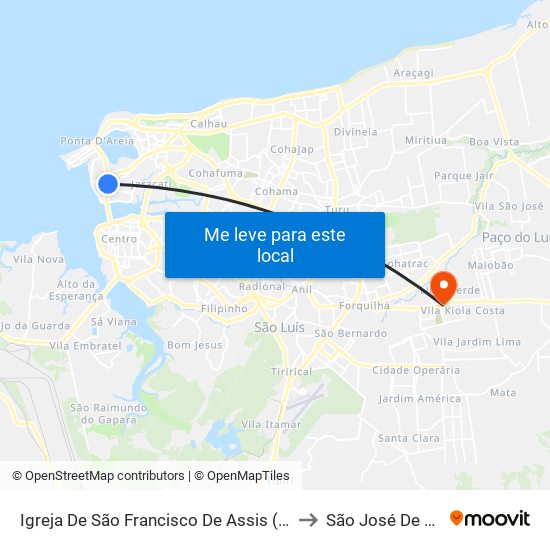 Igreja De São Francisco De Assis (Sentido Centro) to São José De Ribamar map