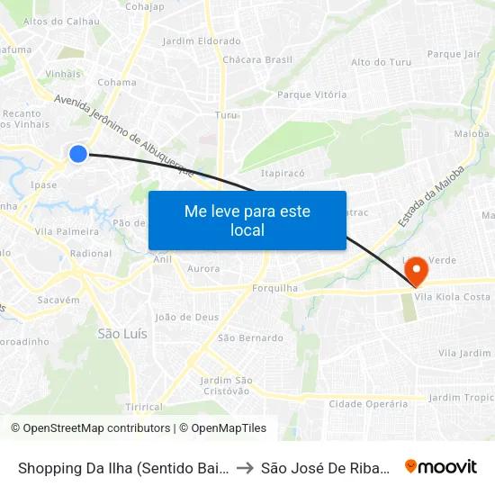 Shopping Da Ilha (Sentido Bairro) to São José De Ribamar map