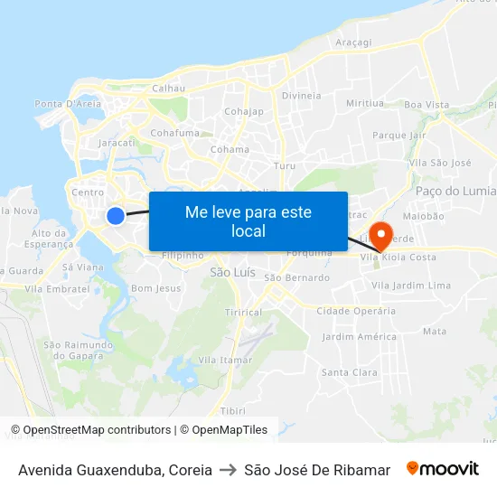 Avenida Guaxenduba, Coreia to São José De Ribamar map