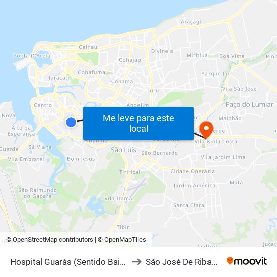 Hospital Guarás (Sentido Bairro) to São José De Ribamar map