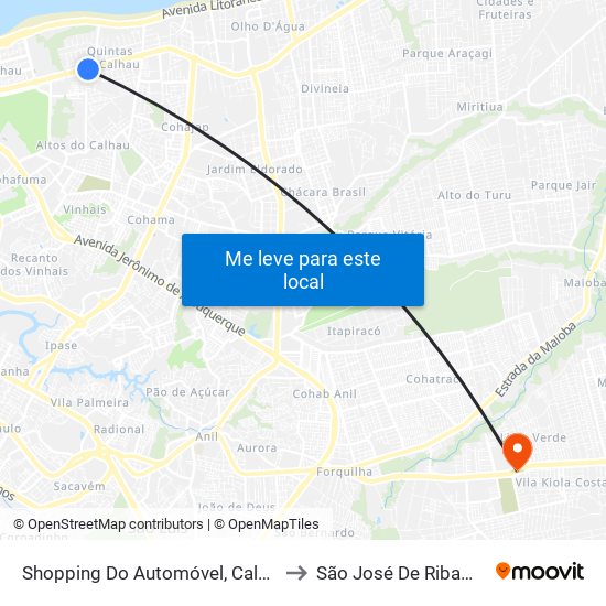 Shopping Do Automóvel, Calhau to São José De Ribamar map