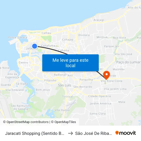 Jaracati Shopping (Sentido Bairro) to São José De Ribamar map