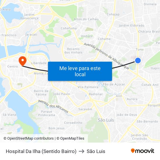 Hospital Da Ilha (Sentido Bairro) to São Luis map
