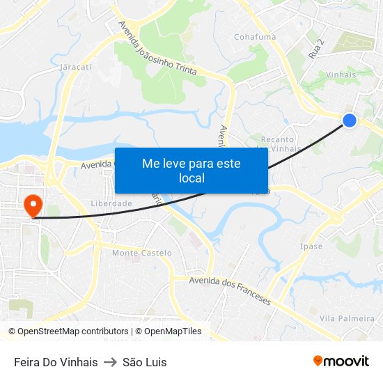 Feira Do Vinhais to São Luis map