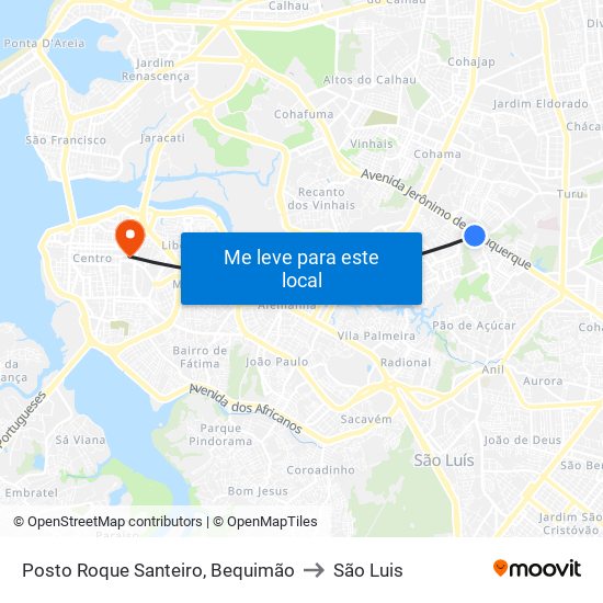 Posto Roque Santeiro, Bequimão to São Luis map