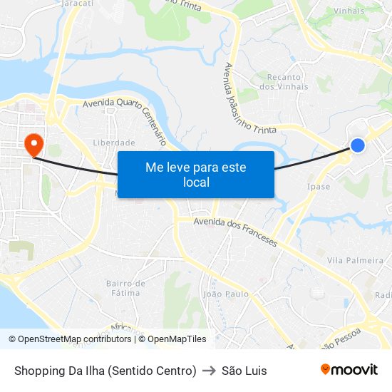 Shopping Da Ilha (Sentido Centro) to São Luis map