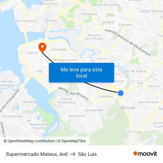 Supermercado Mateus, Anil to São Luis map