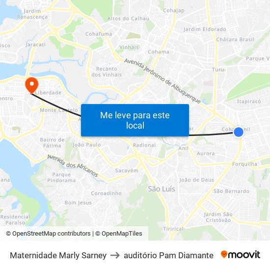 Maternidade Marly Sarney to auditório Pam Diamante map
